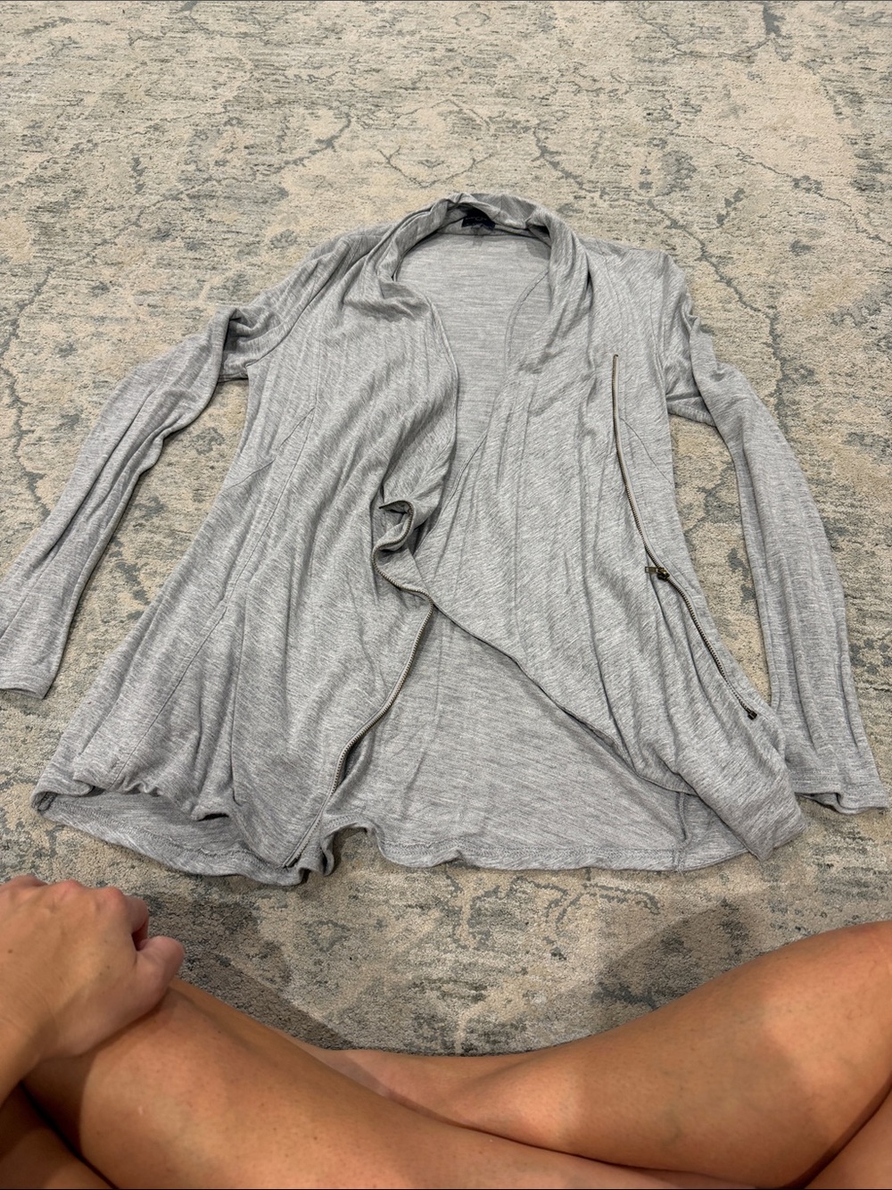 Market & Spruce Light Gray Open-Front Draped Cardigan